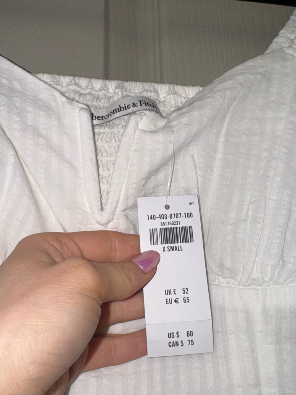 NWT Abercrombie & Fitch White Puff-Sleeve Crop Top - Picture 3 of 4